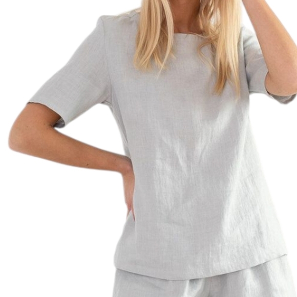 Love and Confuse Palmer Linen Tee-Shirt Cloudy Grey Women's size Extra-Small - Picture 3 of 12